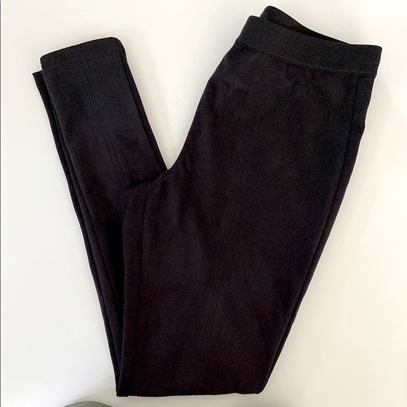 H by Halston Mixed Media Faux Suede and Ponte Leggings - Picture 1 of 4